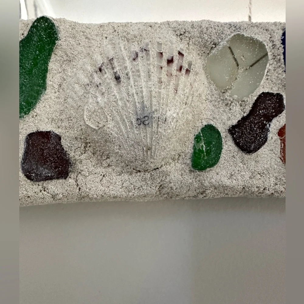 Seaglass and shell mirror. Beautiful colors!